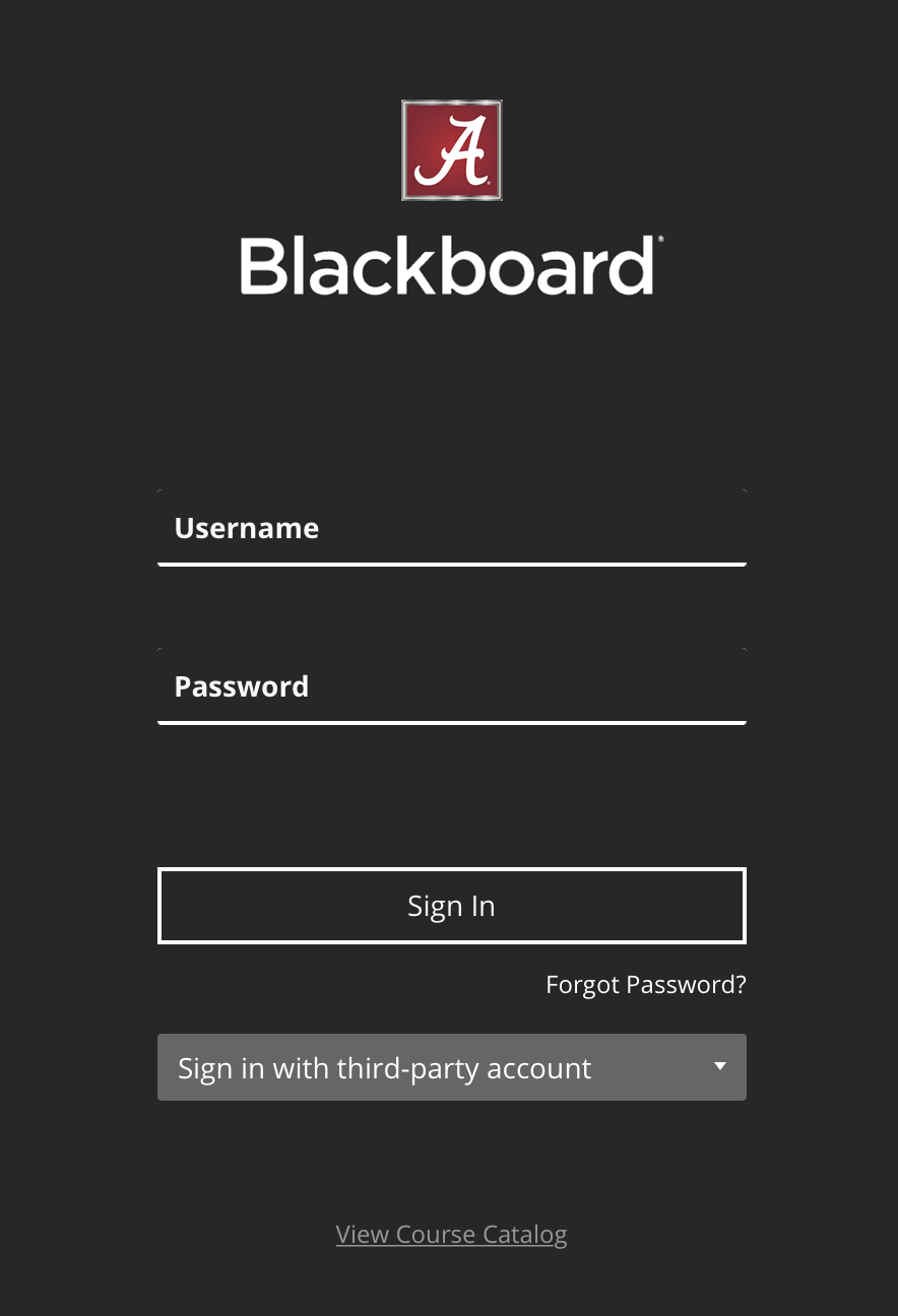 Blackboard login page